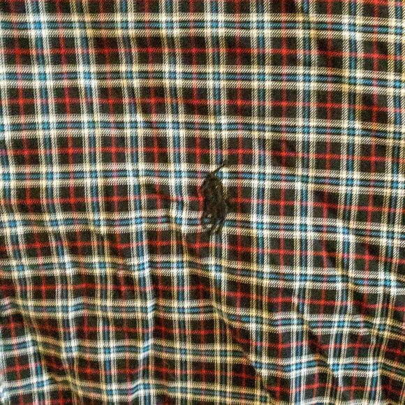POLO RALPH LAUREN MENS BUTTON DOWN SHIRT CASUAL PLAID BLUE RED LONG SLEEVE SZ M - Picture 2 of 6